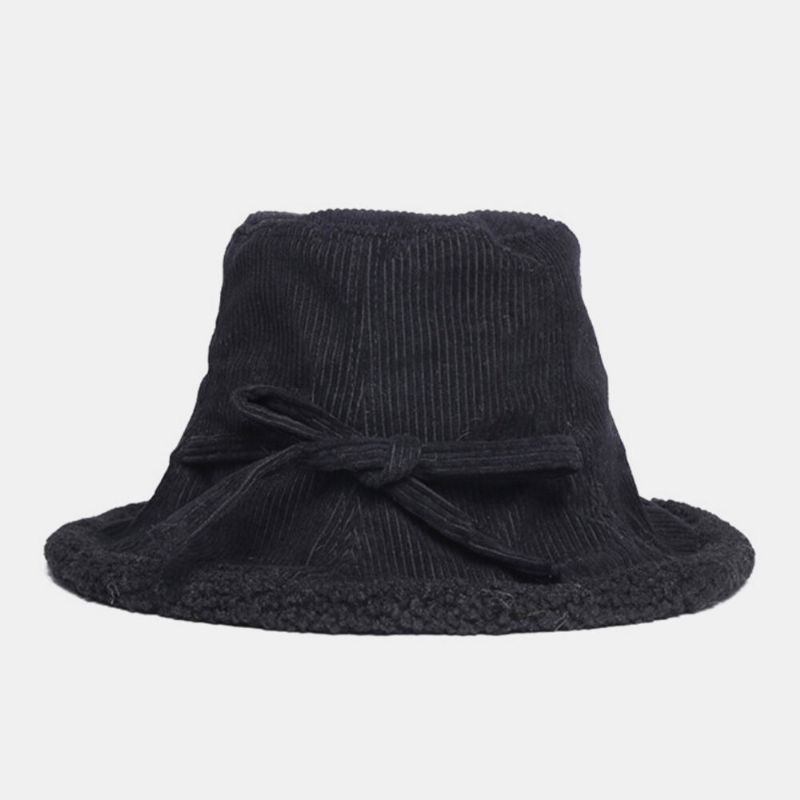 Mujeres Pana Cachemira Cálido Casual Moda Bowknot Sombrero De Viaje Sombrero De Cubo