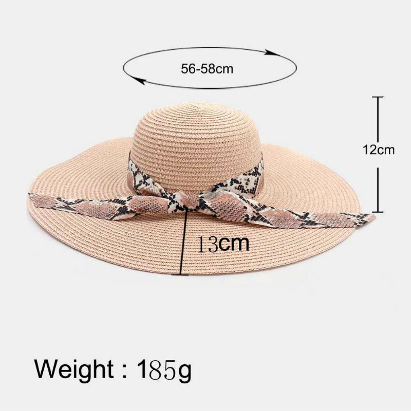 Mujeres Protector Solar Vacaciones Playa Sombrero Para El Sol De Ala Salvaje Sombrero De Paja Con Estilo Elegante Bowknot