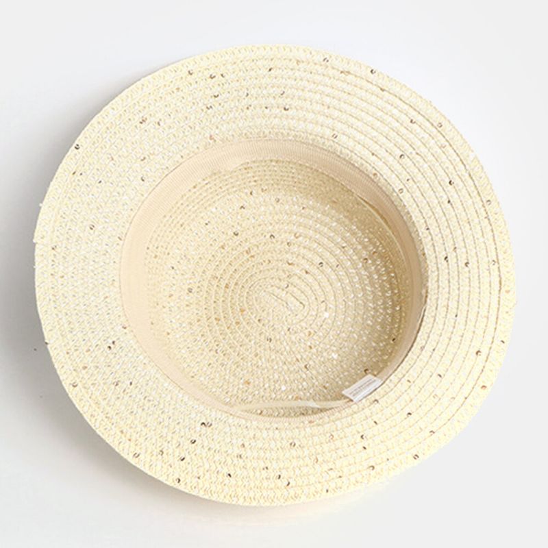 Mujeres Protector Solar Verano Al Aire Libre Casual Decoración De Perlas Sombrero Para El Sol Sombrero De Paja