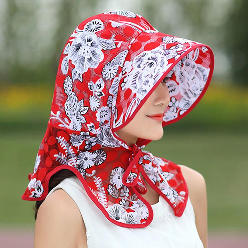 Mujeres Verano Al Aire Libre Jardinería Sombrilla Sombreros De Flores Sombrero Para El Sol Gorra De Visera De Ala Ancha Anti Uv