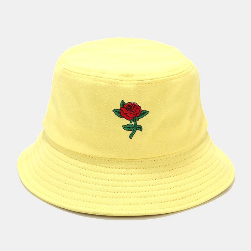 Mujeres Verano Protección Uv Patrón Floral Bordado Casual Lindo Sombrero Para El Sol Sombrero De Cubo