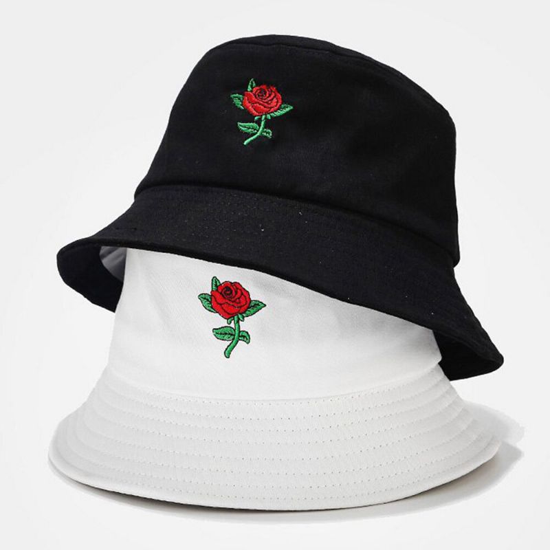 Mujeres Verano Protección Uv Patrón Floral Bordado Casual Lindo Sombrero Para El Sol Sombrero De Cubo