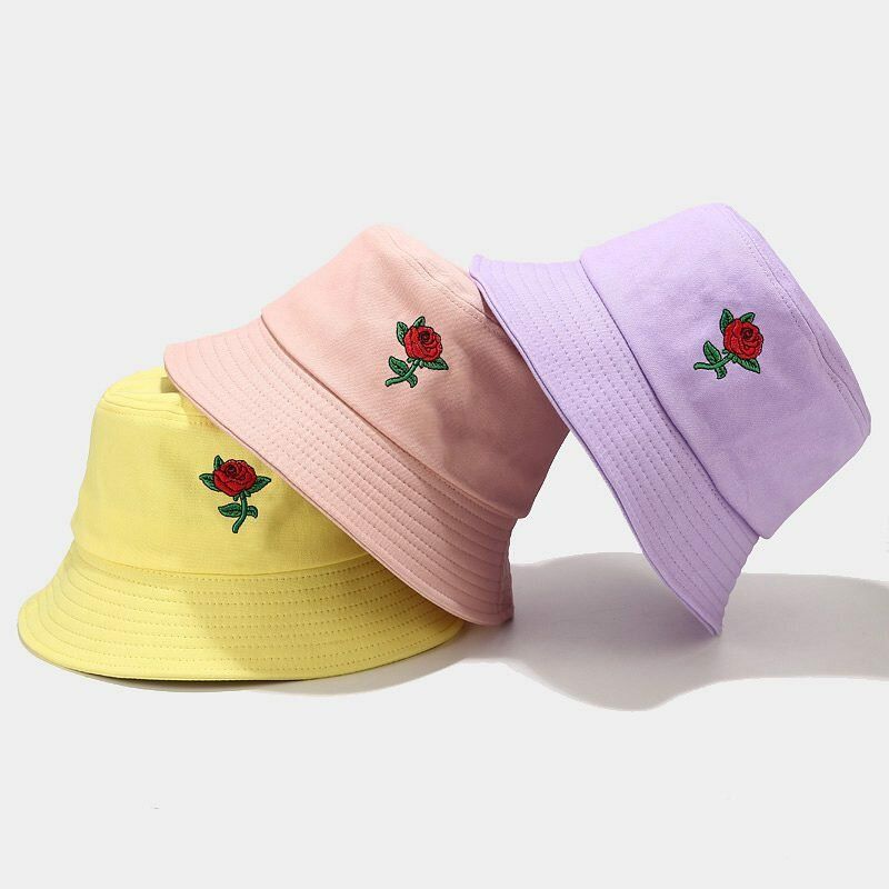 Mujeres Verano Protección Uv Patrón Floral Bordado Casual Lindo Sombrero Para El Sol Sombrero De Cubo