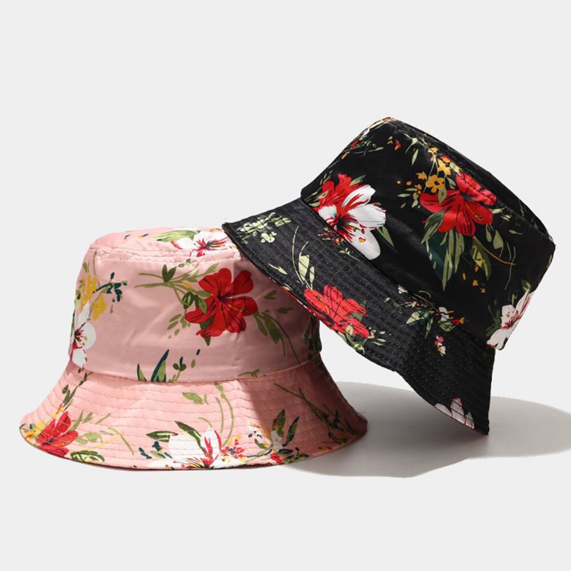 Mujeres Verano Protección Uv Patrón De Flores Visera Sombrero Para El Sol Moda Casual Viaje Al Aire Libre Sombrero De Cubo