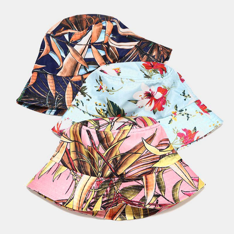 Mujeres Verano Protección Uv Patrón De Flores Visera Sombrero Para El Sol Moda Casual Viaje Al Aire Libre Sombrero De Cubo