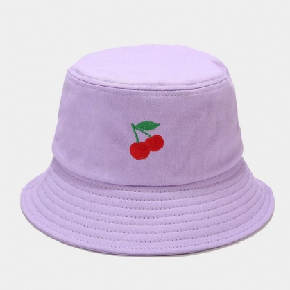 Mujeres Verano Protección Uv Patrón De Frutas Bordado Casual Visera Linda Sombrero Para El Sol Sombrero De Cubo