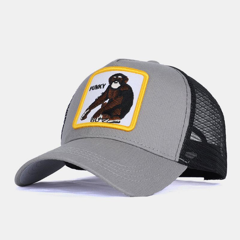 Mujeres Y Hombres Dibujos Animados Patrón De Animales Bordado Malla Transpirable Deporte Al Aire Libre Sombrilla Gorra De Béisbol Gorra De Camionero