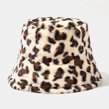 Mujeres Y Hombres Pelo De Conejo Patrón De Leopardo Cálido Casual Suave Todo-fósforo Sombrero De Cubo Para Exteriores