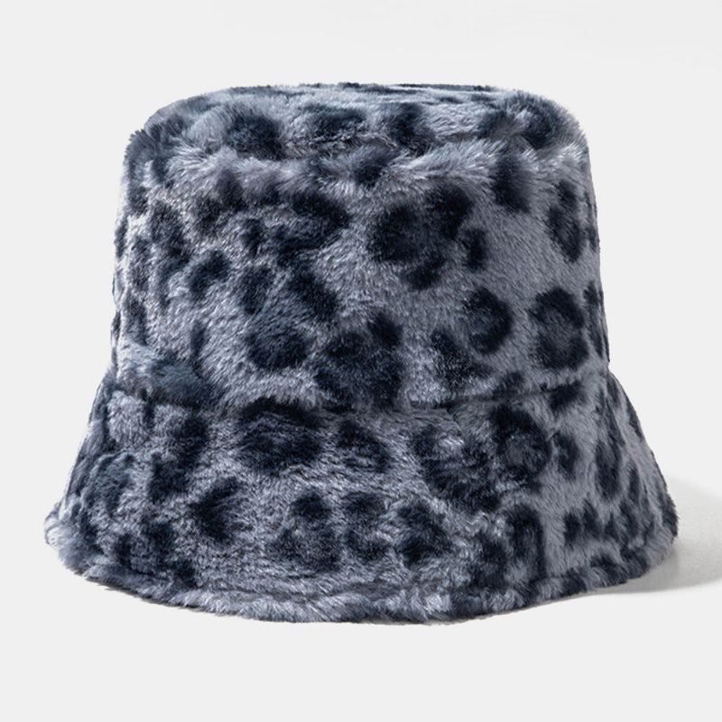 Mujeres Y Hombres Pelo De Conejo Patrón De Leopardo Cálido Casual Suave Todo-fósforo Sombrero De Cubo Para Exteriores