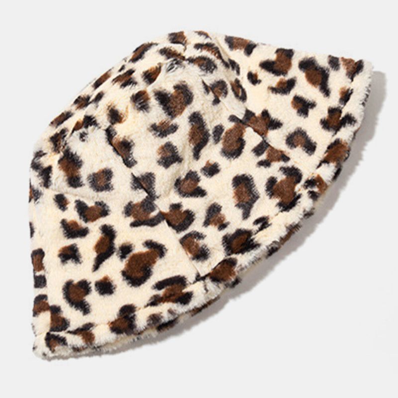 Mujeres Y Hombres Pelo De Conejo Patrón De Leopardo Cálido Casual Suave Todo-fósforo Sombrero De Cubo Para Exteriores