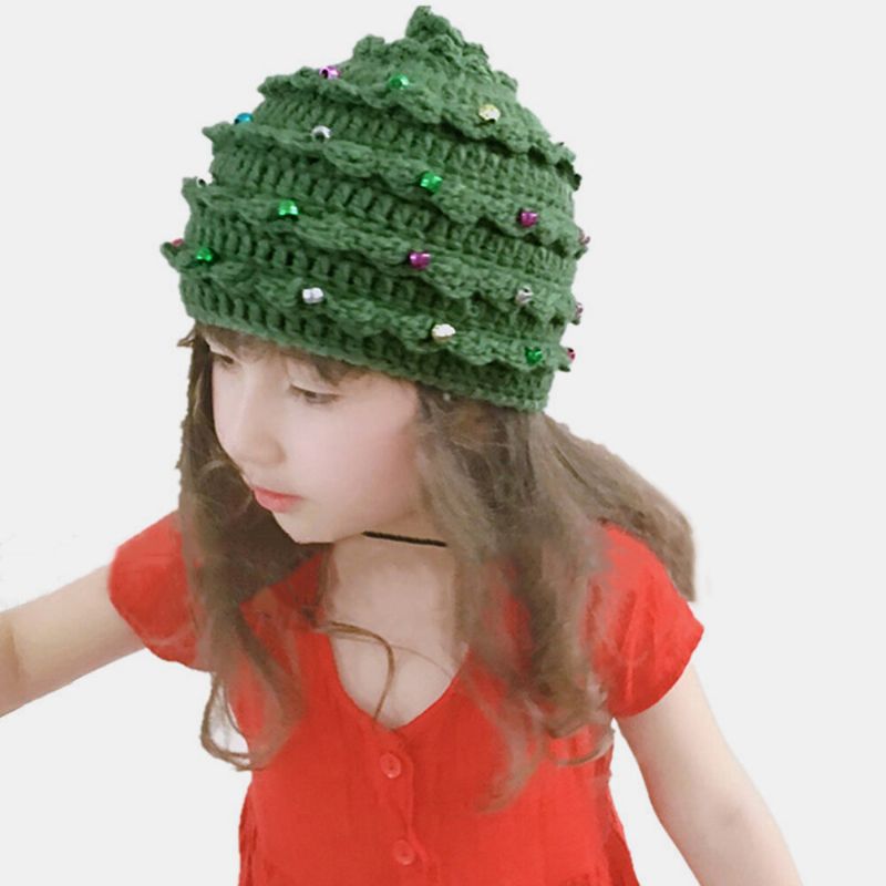 Niño Bebé Fibras Acrílicas Árbol De Navidad Festivo Creativo Estrellas Mantener El Calor Sombrero Entre Padres E Hijos Gorro