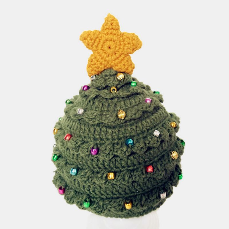 Niño Bebé Fibras Acrílicas Árbol De Navidad Festivo Creativo Estrellas Mantener El Calor Sombrero Entre Padres E Hijos Gorro