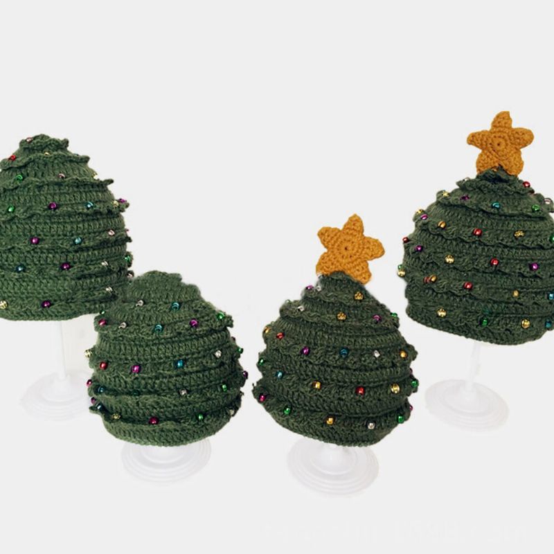 Niño Bebé Fibras Acrílicas Árbol De Navidad Festivo Creativo Estrellas Mantener El Calor Sombrero Entre Padres E Hijos Gorro