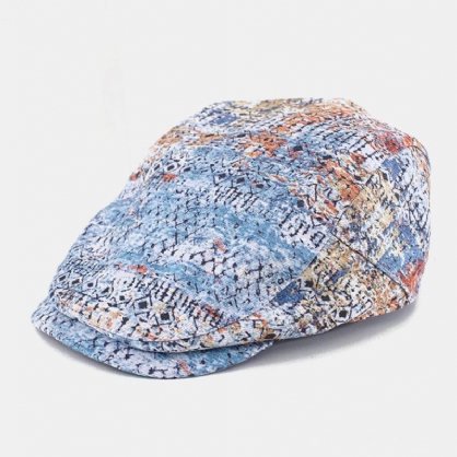 Paño Floral De Algodón Unisex Parasol Ajustable Informal Sombrero Delantero Gorra De Boina Fina Sombrero Plano