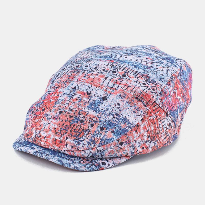 Paño Floral De Algodón Unisex Parasol Ajustable Informal Sombrero Delantero Gorra De Boina Fina Sombrero Plano