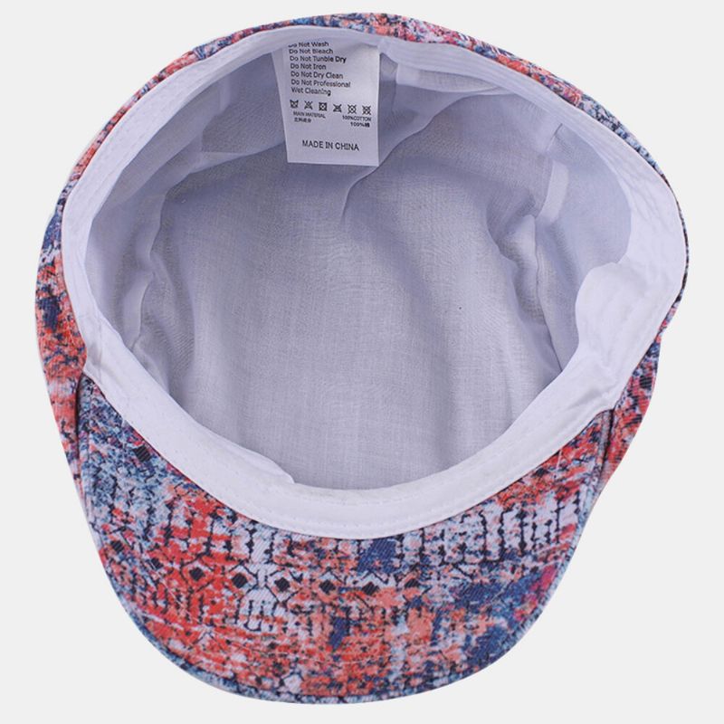 Paño Floral De Algodón Unisex Parasol Ajustable Informal Sombrero Delantero Gorra De Boina Fina Sombrero Plano