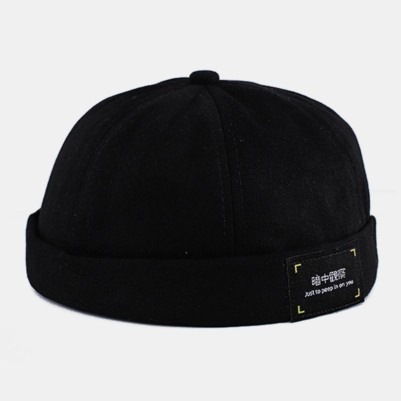 Parche De Letras De Algodón Unisex Hip-hop Sombrero De Sombrilla Informal Gorro Sin Ala Gorro De Propietario Gorra De Calavera