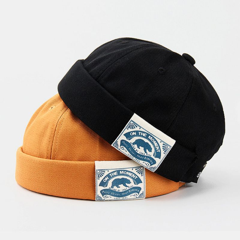 Parche De Patrón De Letras De Algodón Unisex Tendencia De La Calle Gorro Sin Ala Ajustable Gorro De Propietario Gorra De Calavera