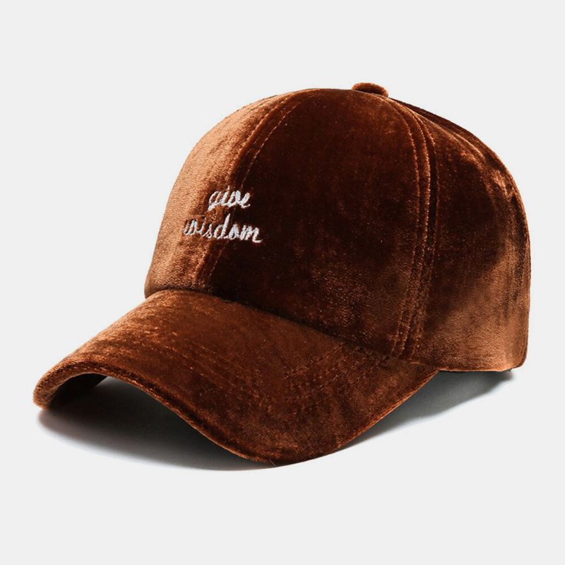 Patrón De Bordado De Letras De Terciopelo Unisex Color Liso Personalidad De Moda Cálida Sombrero De Béisbol Con Visera Solar