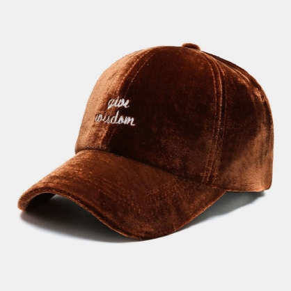 Patrón De Bordado De Letras De Terciopelo Unisex Color Liso Personalidad De Moda Cálida Sombrero De Béisbol Con Visera Solar