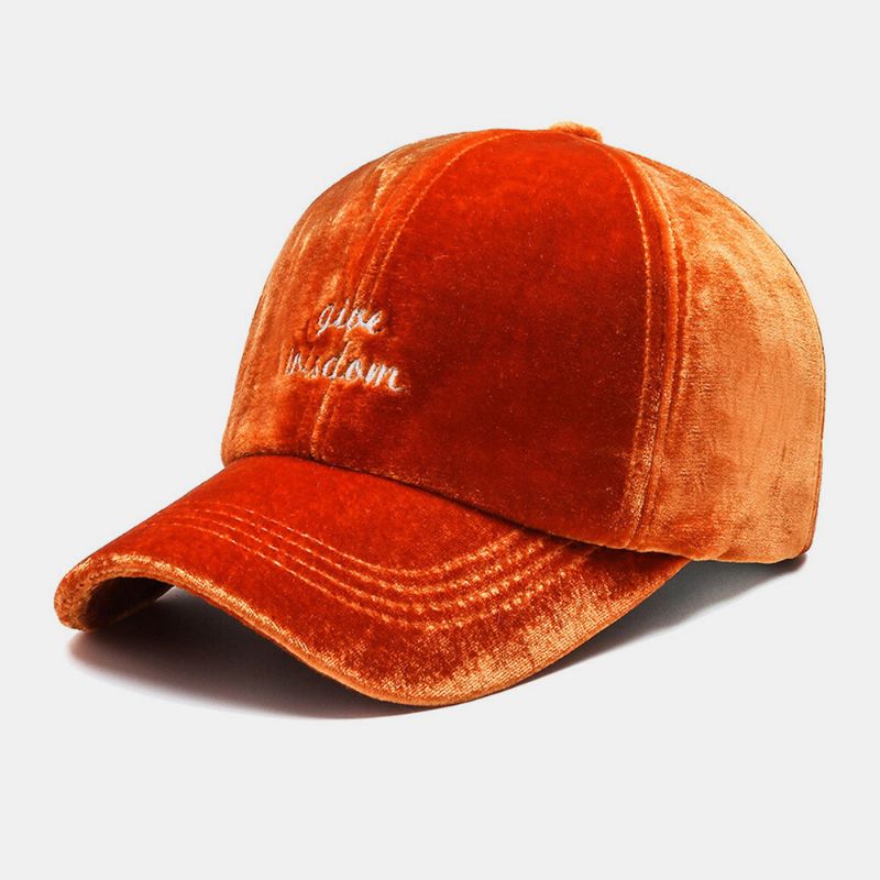 Patrón De Bordado De Letras De Terciopelo Unisex Color Liso Personalidad De Moda Cálida Sombrero De Béisbol Con Visera Solar