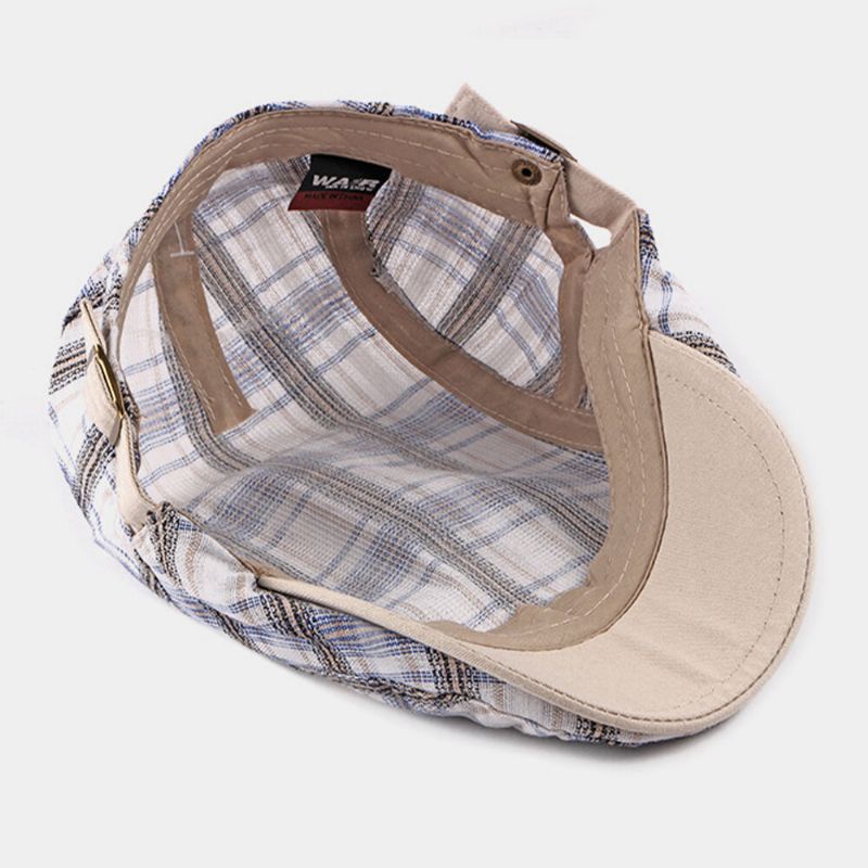 Patrón De Cuadros De Algodón Unisex Casual Moda Joven Visera Delantera Sombrero Boina Sombrero