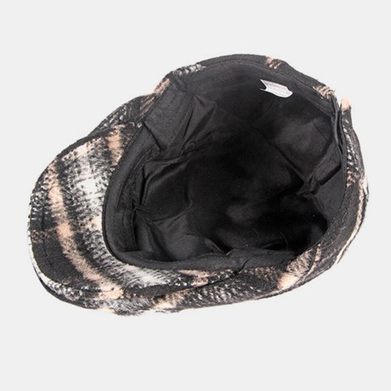 Patrón De Cuadros De Estilo Británico De Fieltro Unisex Cálido Al Aire Libre Casual All-match Forward Hat Sombrero De Boina