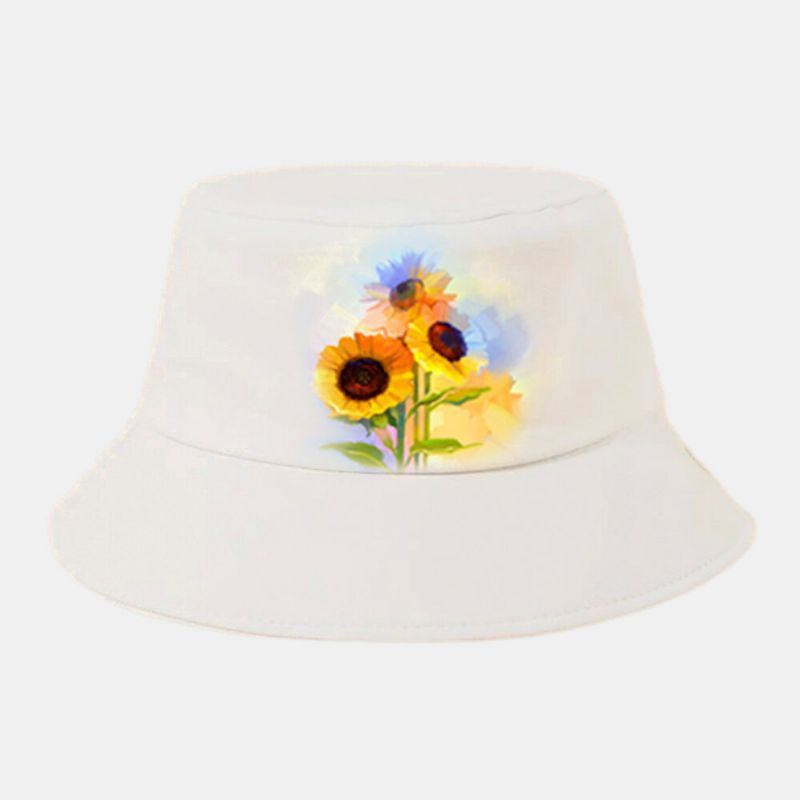 Patrón De Girasoles Unisex Moda Joven Sombrero De Cubo Con Sombrilla De 360 Grados