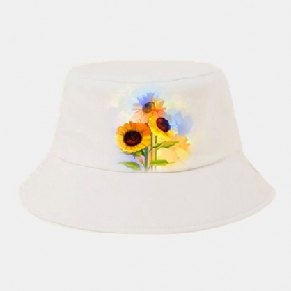 Patrón De Girasoles Unisex Moda Joven Sombrero De Cubo Con Sombrilla De 360 Grados