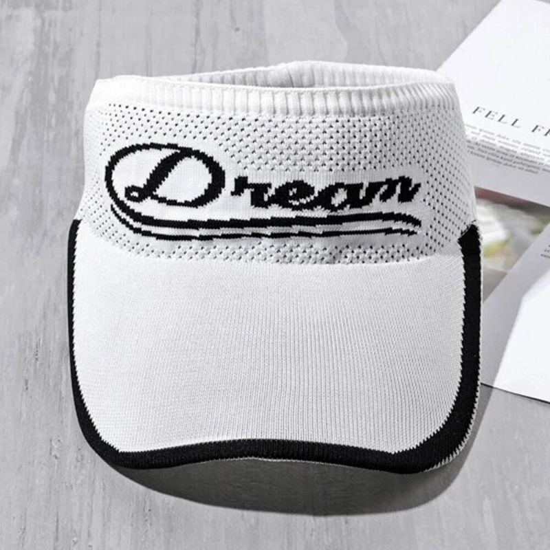 Patrón De Letras Unisex Protector Solar De Ala Alargada Parasol Para Viajes Al Aire Libre Sombrero De Playa Gorra Superior Vacía Sombrero De Punto