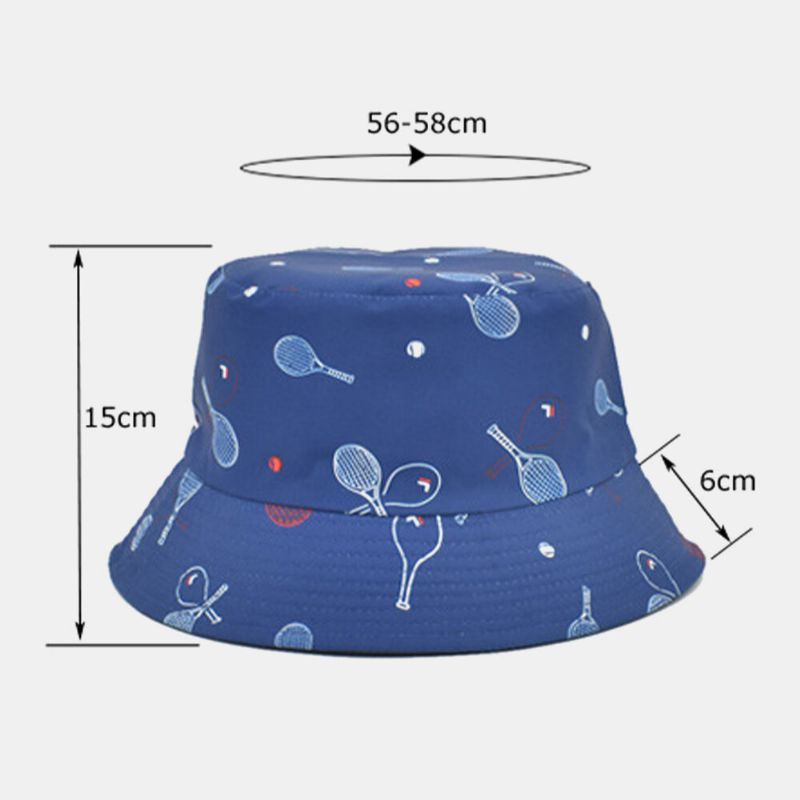 Patrón De Raqueta De Dibujos Animados De Algodón Unisex Impreso Sombrero De Cubo Usable De Doble Cara