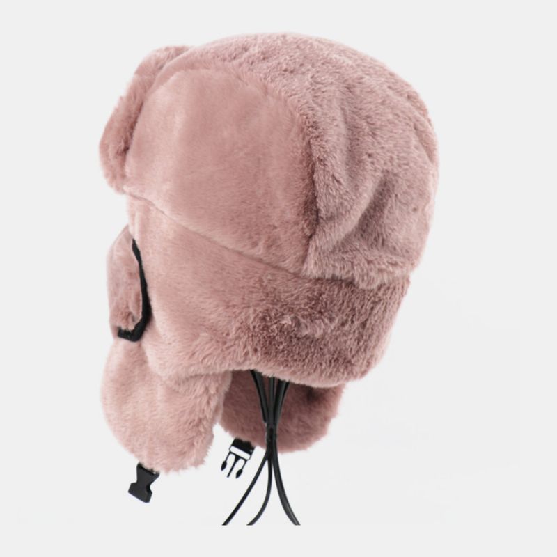 Pelo De Conejo De Algodón Unisex Cálido A Prueba De Viento Protección Facial Para Orejas Sombrero De Trampero Al Aire Libre Sombrero Ushanka