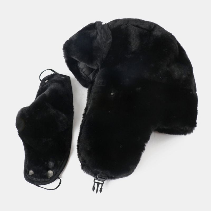 Pelo De Conejo De Algodón Unisex Cálido A Prueba De Viento Protección Facial Para Orejas Sombrero De Trampero Al Aire Libre Sombrero Ushanka