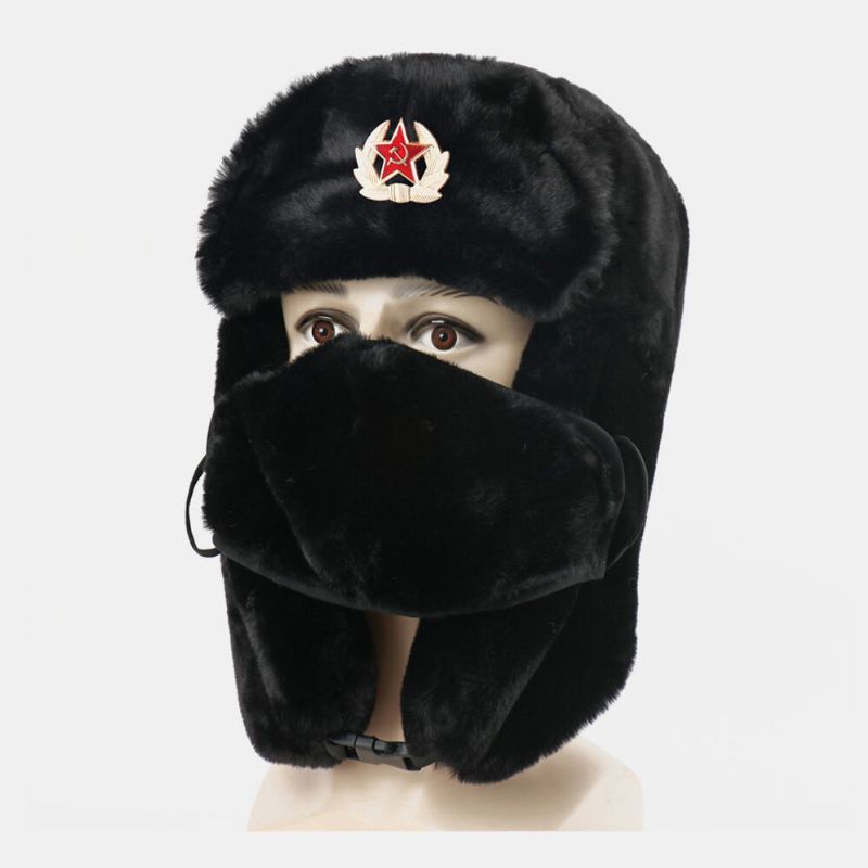 Pelo De Conejo De Algodón Unisex Cálido A Prueba De Viento Protección Facial Para Orejas Sombrero De Trampero Al Aire Libre Sombrero Ushanka