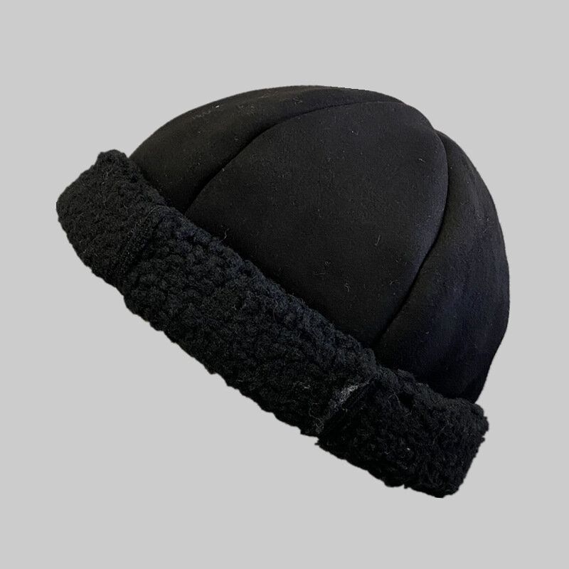 Pelo De Cordero De Piel De Oveja Unisex Moda Casual Cálida Más Gorro Sin Ala Gruesa Sombrero De Calavera Sombrero De Propietario