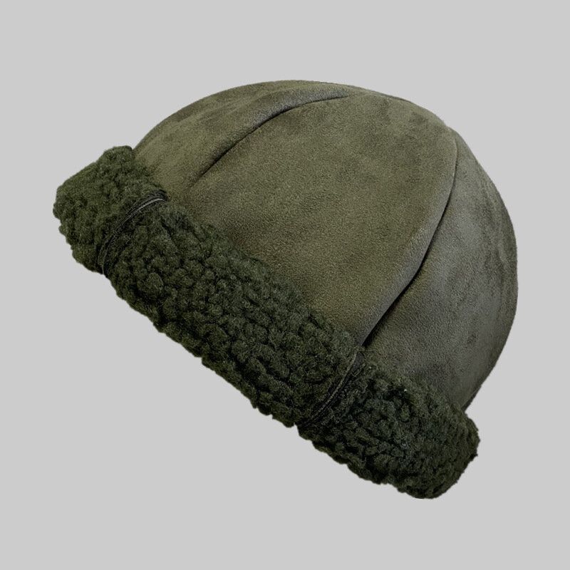 Pelo De Cordero De Piel De Oveja Unisex Moda Casual Cálida Más Gorro Sin Ala Gruesa Sombrero De Calavera Sombrero De Propietario