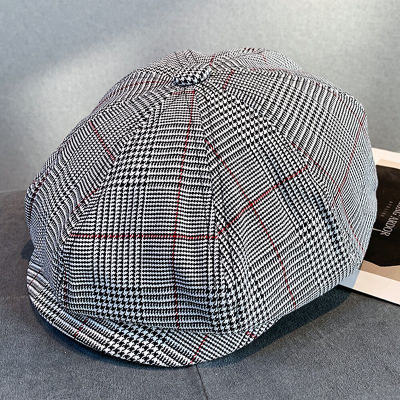 Plaids De Lana Para Hombre Protección Para Los Oídos Gruesa Y Cálida Más Circunferencia De La Cabeza Sombrero Octogonal Sombrero De Vendedor De Periódicos Sombrero De Boina