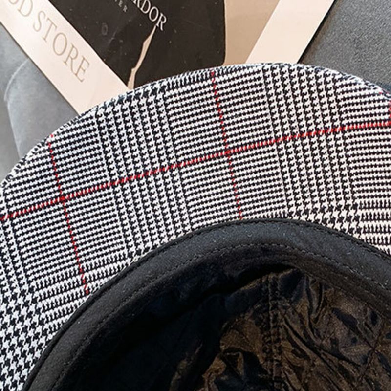 Plaids De Lana Para Hombre Protección Para Los Oídos Gruesa Y Cálida Más Circunferencia De La Cabeza Sombrero Octogonal Sombrero De Vendedor De Periódicos Sombrero De Boina