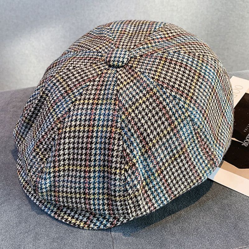 Plaids De Lana Para Hombre Protección Para Los Oídos Gruesa Y Cálida Más Circunferencia De La Cabeza Sombrero Octogonal Sombrero De Vendedor De Periódicos Sombrero De Boina