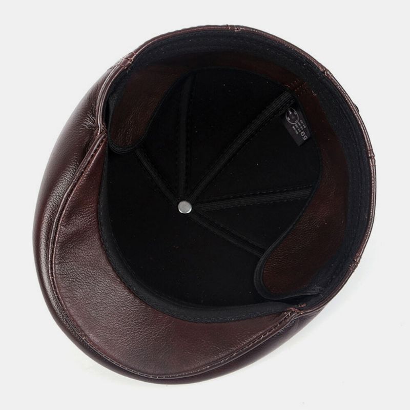 Protección De Orejeras De Cuero Genuino Para Hombres Sombrero De Avance De Negocios Retro Sombrero De Boina Sombrero Plano Sombrero De Hiedra