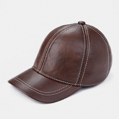 Protección Para Los Oídos De Cuero Genuino Para Hombres Mantener Caliente Gorra De Béisbol De Color Clásico Informal