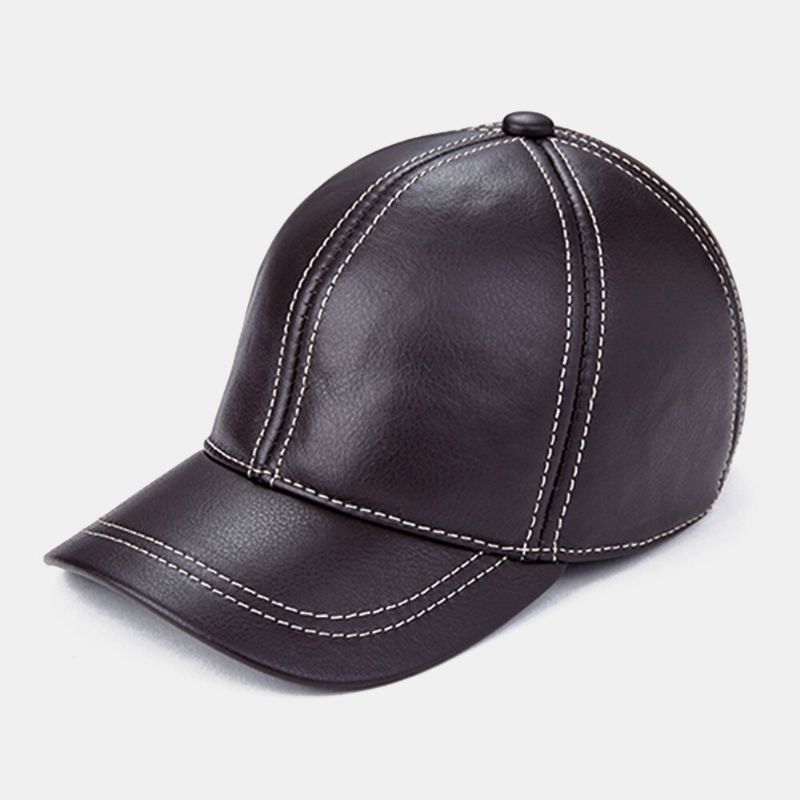 Protección Para Los Oídos De Cuero Genuino Para Hombres Mantener Caliente Gorra De Béisbol De Color Clásico Informal