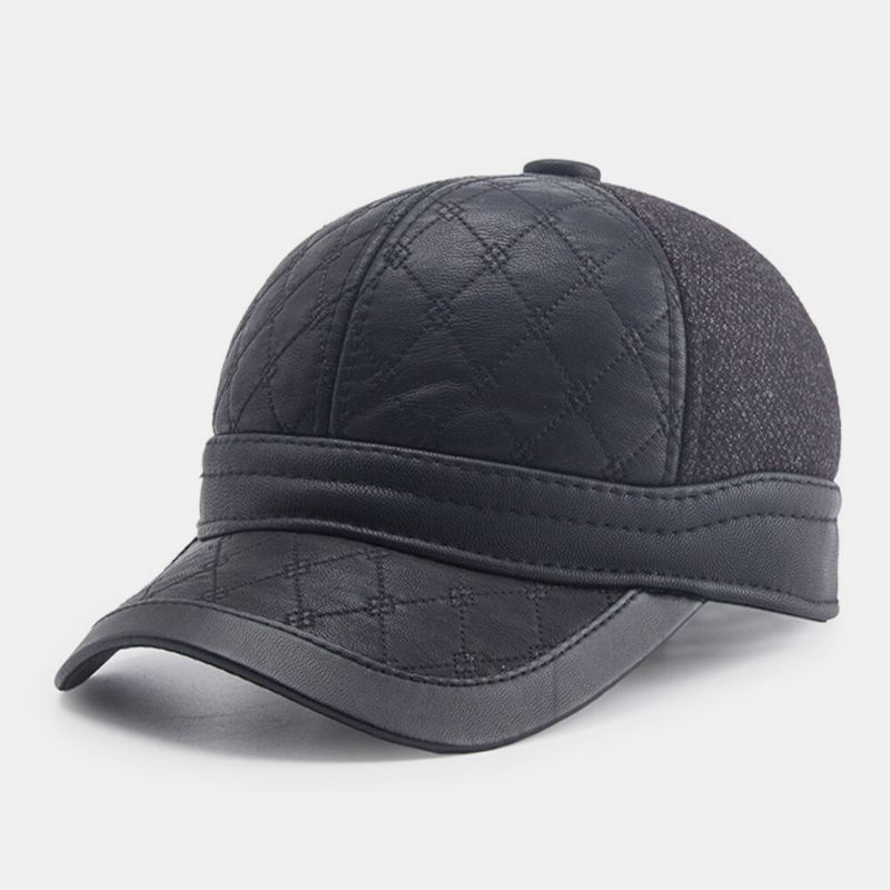 Protección Para Los Oídos De Piel Sintética Para Hombres Gorra De Béisbol Cálida Gorra Con Pico Gorra Para Papá