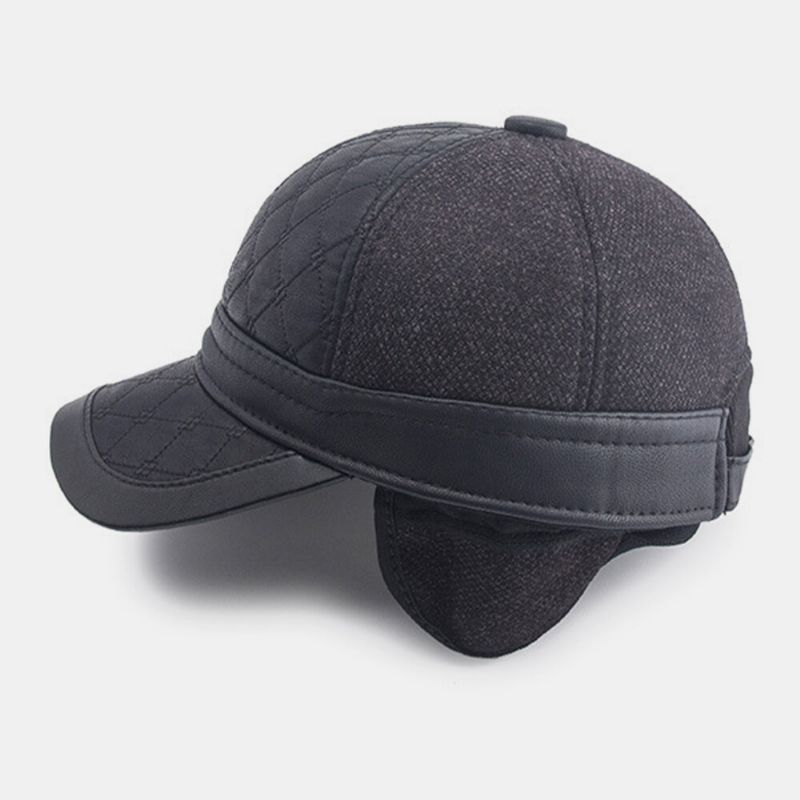 Protección Para Los Oídos De Piel Sintética Para Hombres Gorra De Béisbol Cálida Gorra Con Pico Gorra Para Papá