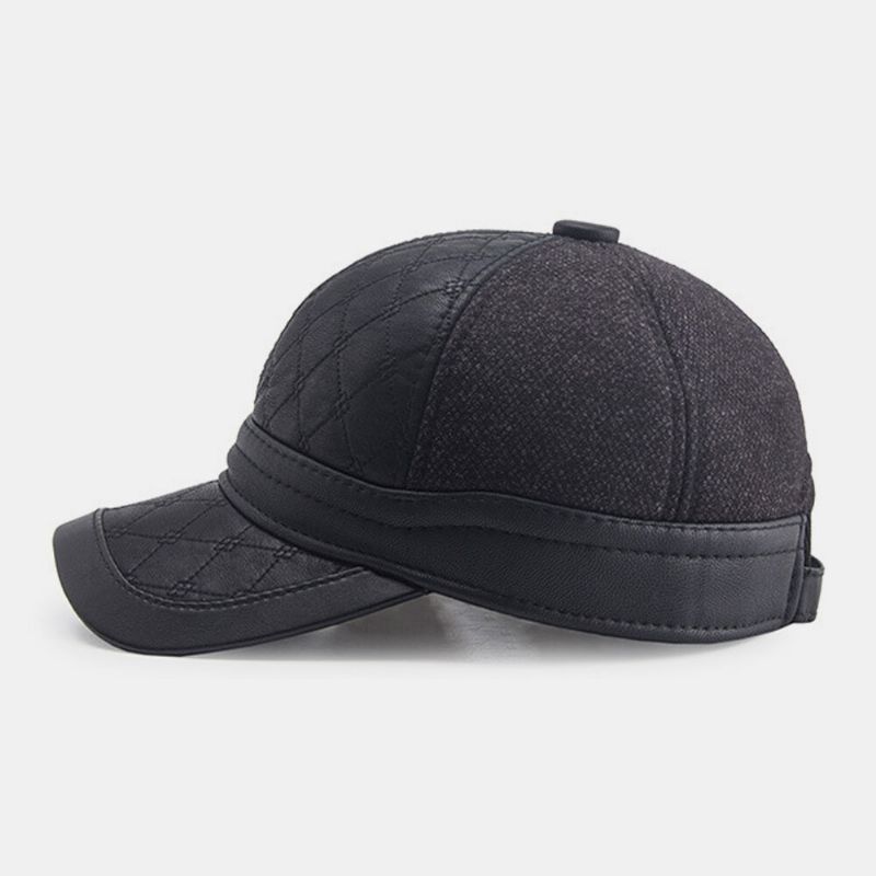 Protección Para Los Oídos De Piel Sintética Para Hombres Gorra De Béisbol Cálida Gorra Con Pico Gorra Para Papá