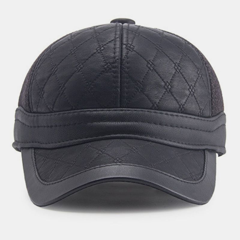 Protección Para Los Oídos De Piel Sintética Para Hombres Gorra De Béisbol Cálida Gorra Con Pico Gorra Para Papá