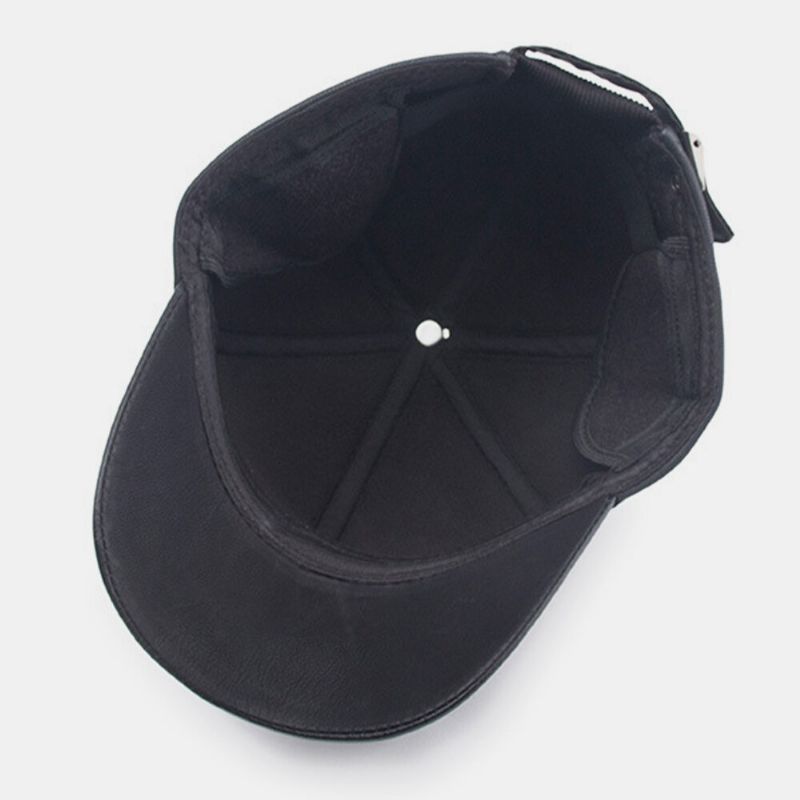 Protección Para Los Oídos De Piel Sintética Para Hombres Gorra De Béisbol Cálida Gorra Con Pico Gorra Para Papá