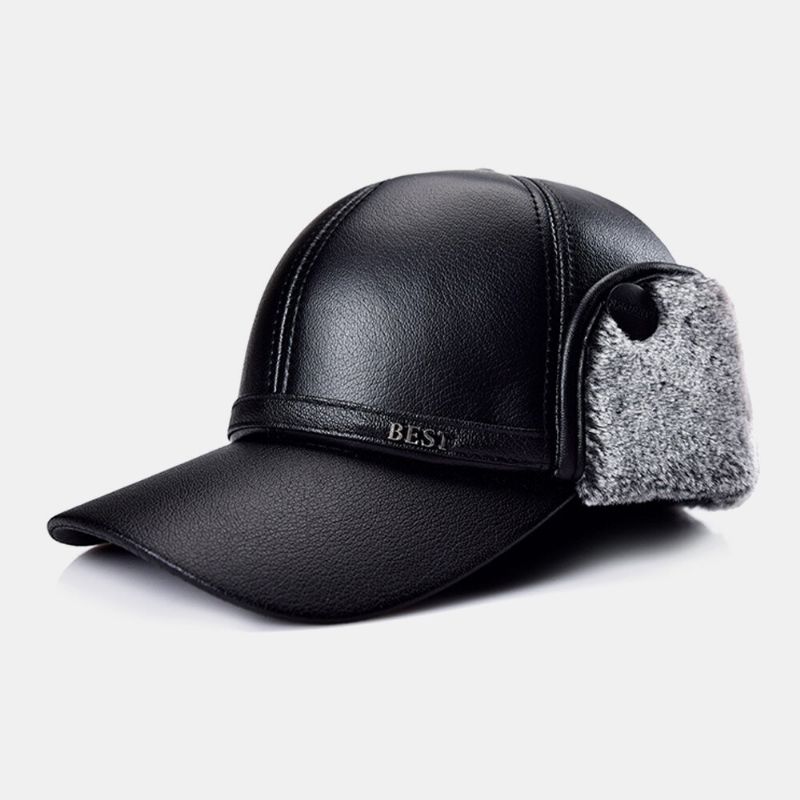 Protección Para Los Oídos De Piel Sintética Para Hombres Sombrero Grueso Y Cálido Para Papá Gorra De Béisbol Con Visera