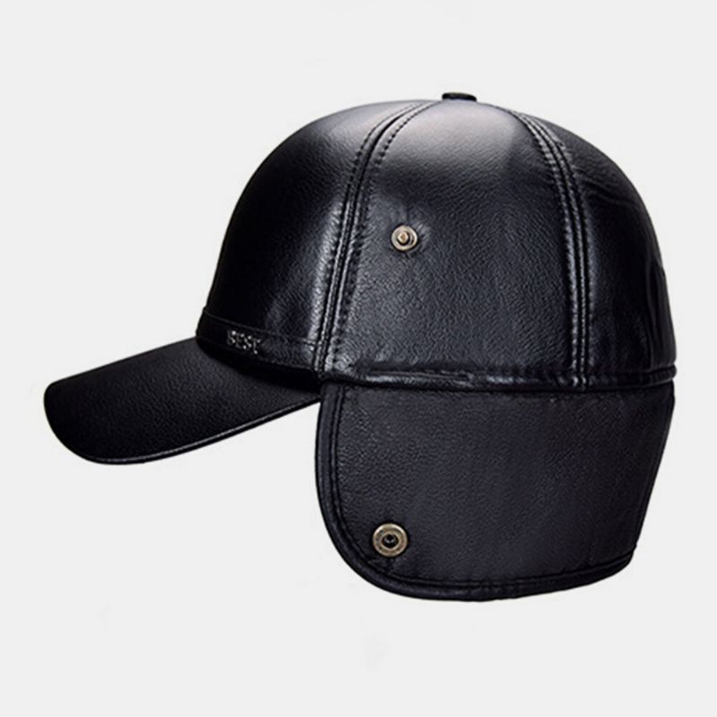 Protección Para Los Oídos De Piel Sintética Para Hombres Sombrero Grueso Y Cálido Para Papá Gorra De Béisbol Con Visera