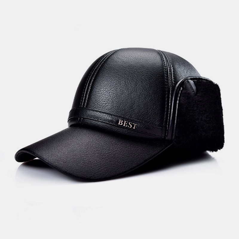 Protección Para Los Oídos De Piel Sintética Para Hombres Sombrero Grueso Y Cálido Para Papá Gorra De Béisbol Con Visera